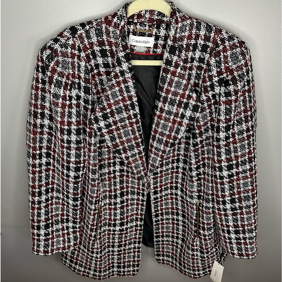 Calvin Klein NWT Wool Blend Tweed Plaid Topper Jacket Women’s Size 22W (2X) - Picture 3 of 12